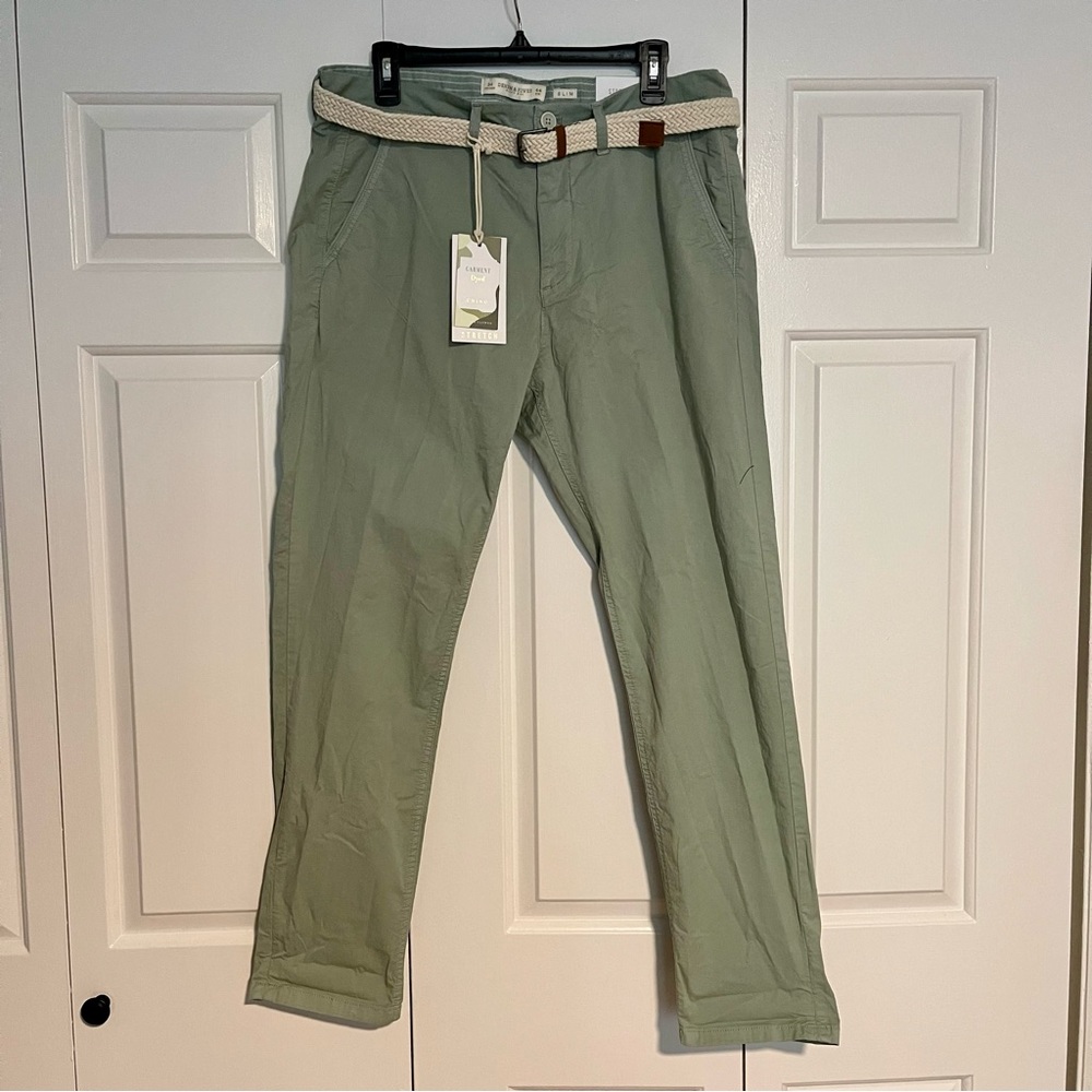 Denim & Flower slim fit Stretch Chinos with woven belt